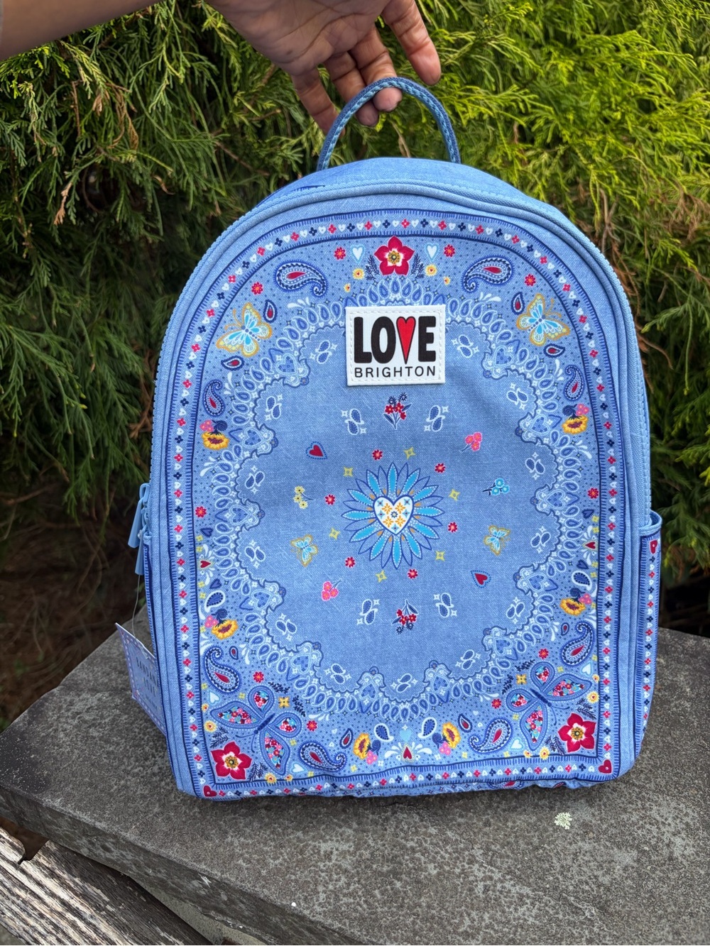 Brighton Love Bandana Paisley Butterfly Backpack Blue NWT